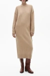 Mango Knitted Dress With Ribbed Finishes Medium Brown