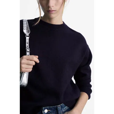 Mango Mariano Crewneck Sweater In Navy