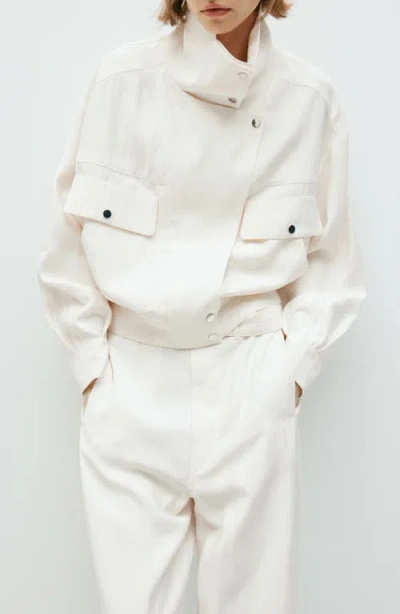 Mango Marie High Neck Jacket In White