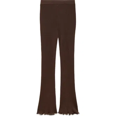 Mango Marilyn Rib Leggings In Brown