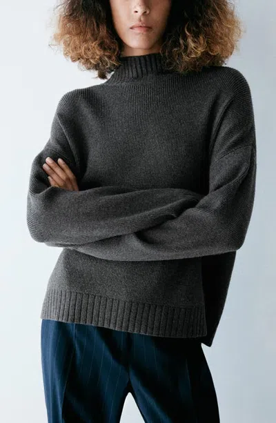 Mango Marin Mock Neck Sweater In Gray