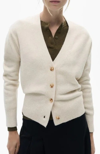 Mango Marina V-neck Cardigan In Sand