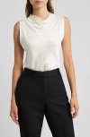 Mango Mart Drape Neck Top In White