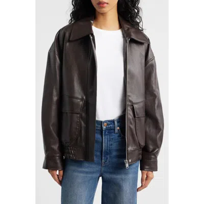 Mango Cotton Mix Oversized Faux Leather Jacket In Brown