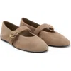 Mango Suede Leather Ballet Flats In Brown