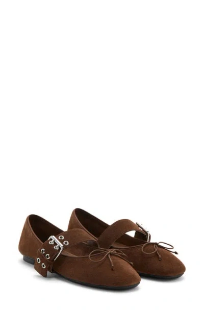 Mango Mary Jane Ballet Flat In Brown