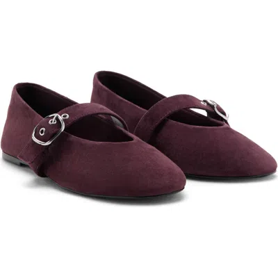 Mango Mary Jane Ballet Flat In Burgundy