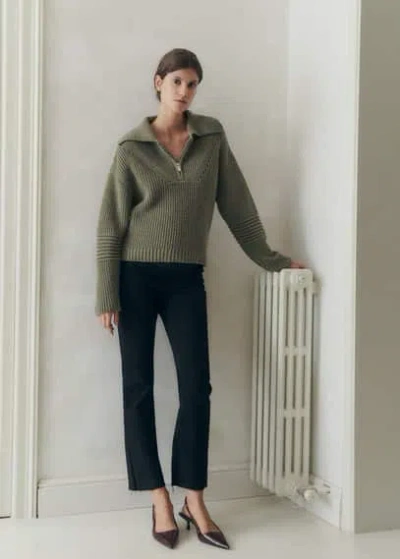Mango Maternity Flared Cropped Jeans Black Denim