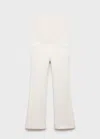 Mango Jean De Grossesse Flare Crop Blanc Cassé - Femme - 42 -
