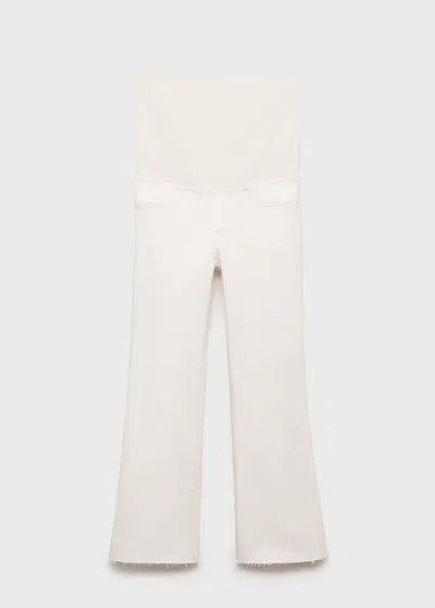 Mango Jean De Grossesse Flare Crop Blanc Cassé - Femme - 42 -