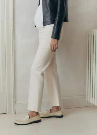 Mango Maternity Flared Cropped Jeans Off White