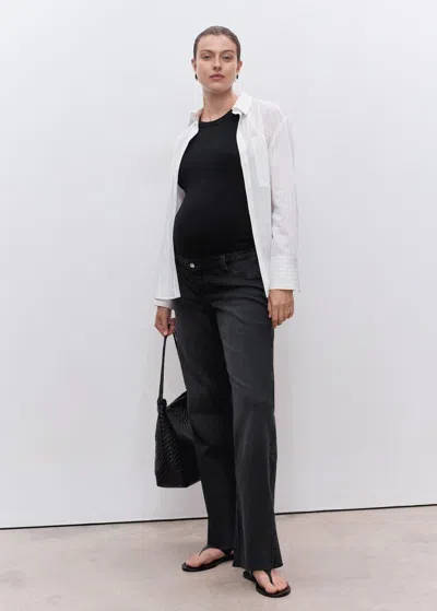 Mango Maternity Straight Jeans Black Denim