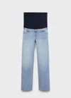 Mango Jean De Grossesse Droit Bleu Moyen - Femme - 42 -