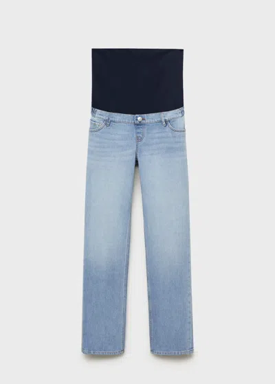 Mango Jean De Grossesse Droit Bleu Moyen - Femme - 42 -