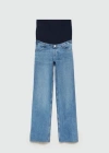Mango Over The Bump Wide Leg Maternity Jeans In Medium Blue