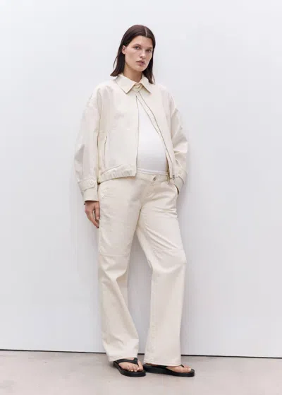 Mango Maternity Wideleg Jeans Off White