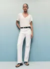 Mango Jean Matilda Droit Taille Normale Blanc - Femme - 46 -