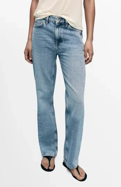 Mango Matilda Mid Rise Straight Leg Jeans In Blue