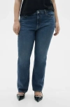 Mango Matilda Mid Rise Straight Leg Jeans In Dark Blue