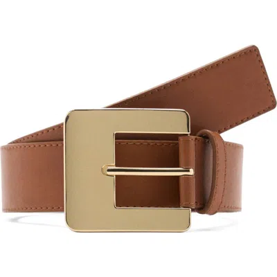 Mango Maxi Buckle Leather Belt In Brown