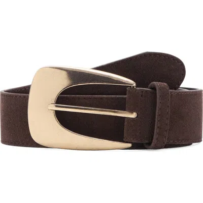 Mango Maxi Buckle Suede Belt In Brown