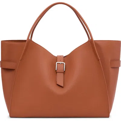 Mango Maxi Leather Shopper Bag In Orange