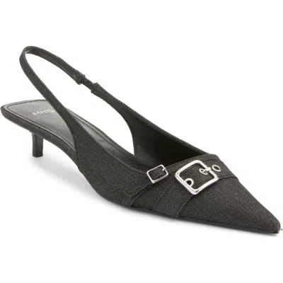 Mango Mecha Kitten Heel Pointed Toe Pump In Black