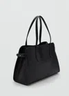 Mango Sac Moyen Similicuir Effet Grainé Noir - Femme - Taille Unique -  In Black