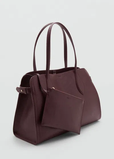 Mango Sac Moyen Similicuir Effet Grainé Bordeaux - Femme - Taille Unique -  In Burgundy