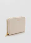 Mango Medium Braided Wallet In Off White