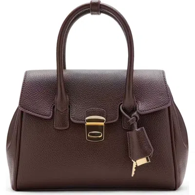 Mango Medium City Faux Leather Flap Satchel In Brown