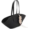 Mango Medium Double Handle Natural Fiber Bag In Black