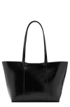 Mango Medium Faux Leather Shopper Bag In Black