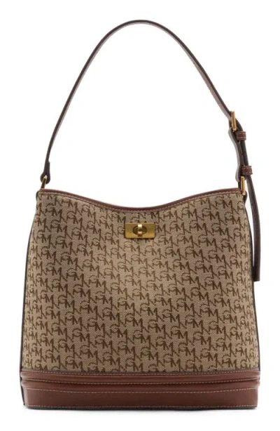 Mango Medium Logo Jacquard Shopper Bag In Brown