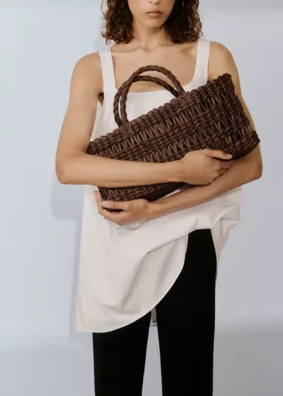 Mango Medium Natural-fiber Tote Bag In Chocolate
