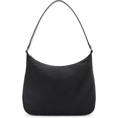 Mango Medium Nylon Shoulder Bag In Black