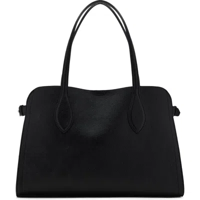 Mango Medium Pebbled Faux Leather Handbag In Black