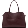 Mango Medium Pebbled Faux Leather Handbag In Burgundy