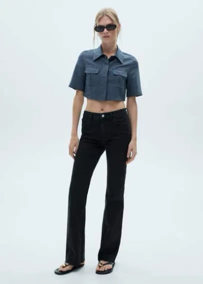 Mango Medium-rise Flared Jeans Black Denim