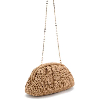 Mango Medium Straw Clutch In Beige