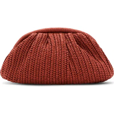 Mango Medium Straw Clutch In Burnt Orange