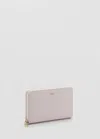 Mango Medium Wallet With Saffiano Effect In Ice Grey