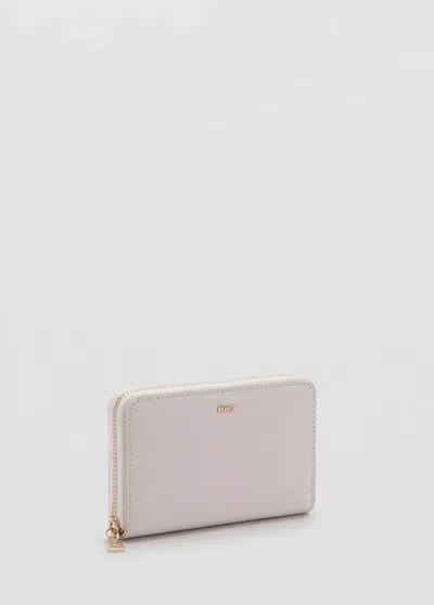 Mango Medium Wallet With Saffiano Effect In Gray