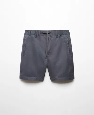 Mango Men's 100% Cotton Drawstring Bermuda Shorts In Indigo Blue