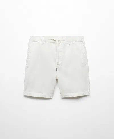 Mango Men's 100% Cotton Drawstring Bermuda Shorts In Off White