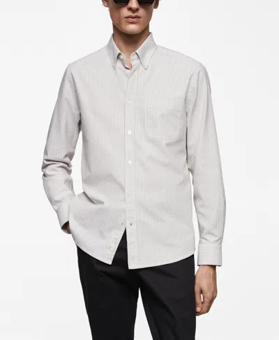 Mango Men's 100% Cotton Kodak Striped Shirt In Khaki