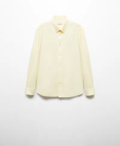 Mango 100% Cotton Regular-fit Shirt Yellow In Jaune