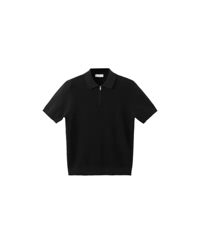 Mango Men's 100% Cotton Structured Knitted Polo Shirt In Blue