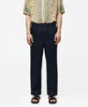 Mango Men's 100% Linen Drawstring Pants In Navy