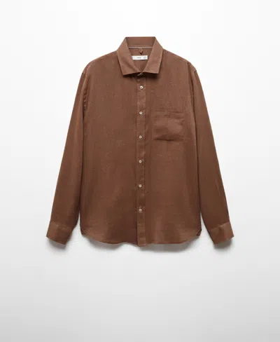 Mango Men's 100% Linen Slim-fit Shirt In Brown